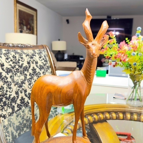 Antelope Decorative Wooden Sculpture - Picture 1 of 3